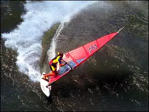 Windsurfing, morze, deska, żagiel