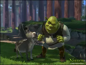 Shrek 1, osioł, las, Shrek