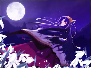 Tsukuyomi Moon Phase, dziewczynka, księżyc, smutna