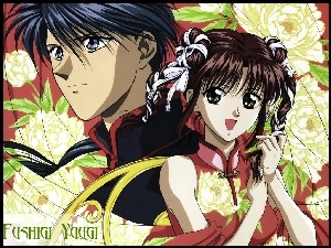 kwiaty, Fushigi Yuugi, facet, para, kobieta