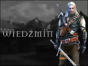 The Witcher, miecz, wioska, mężczyzna