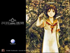 angel, kobieta, Haibane Renmei, wings, krzaki, osoba