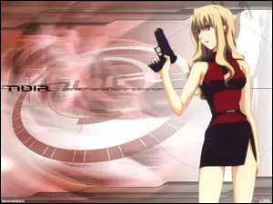 Noir, pistolet, kobieta, mini