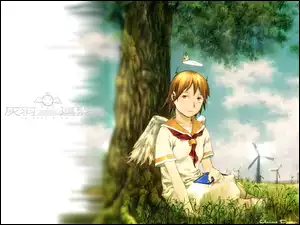Haibane Renmei, wiatraki, drzewo, angel