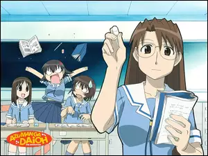 Azumanga Daioh, agresja, szkoła, napis