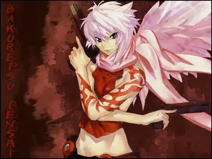 Bakuretsu Tenshi, skrzydła, napisy, kobieta