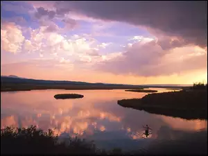 Wędkowanie, Chmura, Jezioro, Niebo
