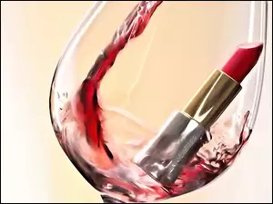 Szminka, Kieliszek, Wino