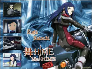 napis, Mai Hime, kobieta, motocykl, ludzie