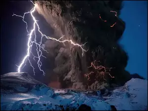 Erupcja, Piorun, Wulkanu, Dym