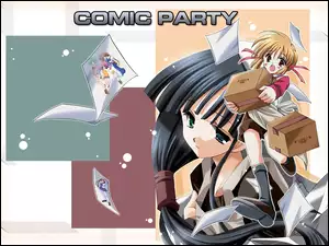 zdjęcia, Comic Party, dziewczyny, twarz, kartony
