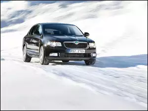 Śnieg, Czarna, Skoda Superb