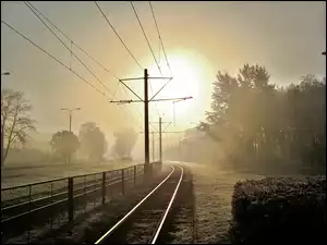 Torowisko, Słoneczne, Mgła, Promienie