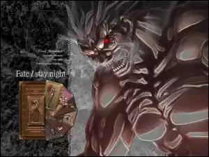 napisy, Fate Stay Night, karty, potwór, postacie