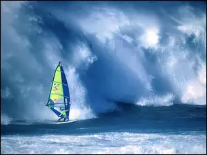 fala, Windsurfing, żagiel , deska, morze