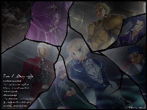 napisy, Fate Stay Night, ludzie, zbite szkło, postacie
