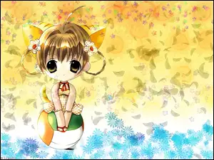 Digi Charat, warkoczyki, dziewczyna, piłka