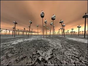 3D, kije, Wektorowa, czaszki