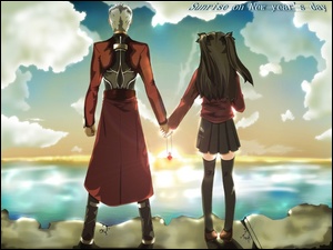 Fate Stay Night, para, klif, ludzie