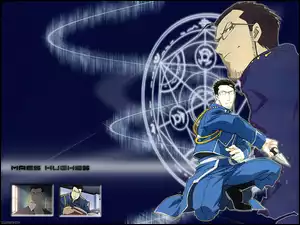 Full Metal Alchemist, nóż, facet, twarz