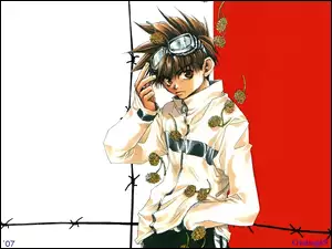 Saiyuki, kwiaty, gogle, kombinezon