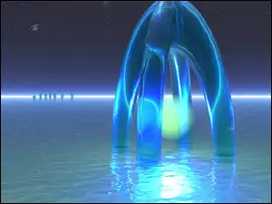 3D, woda, Wektorowa, ludzie