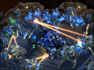 roboty, Starcraft 2, laser, miasto, kosmos