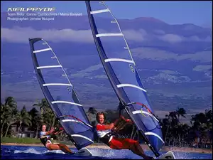 morze, Windsurfing, deska, Krajobraz, żagiel