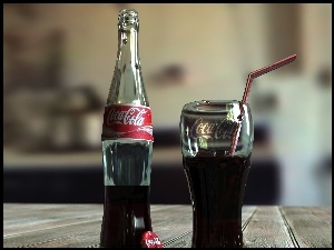 Coca, Szklanka, Cola, Butelka