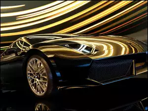 Czarne, Lamborghini, Auto, Światła