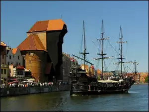 Gdańsk, Polska, Nabrzeże, Żaglowiec