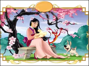 Mulan, Drzewo, Pies, Smok