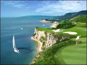 Morze, Pole, Żaglówka, Golfowe, Klif