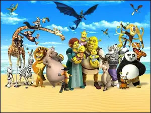 Magadaskar, Bajkowe, Shrek, Postacie, Kung Fu-Panda