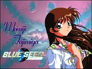 Blue Seed, twarz, dziewczyna, napisy