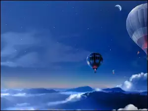 Chmury, Niebo, Balony
