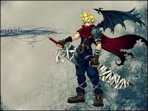 mężczyzna, broń, Kingdom Hearts, miecz, postać, skrzydła