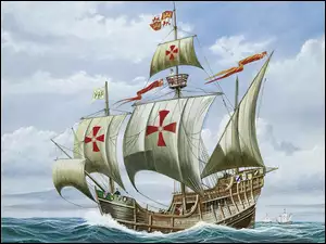 Columbus, Morze, Santa, Żaglowiec, Maria