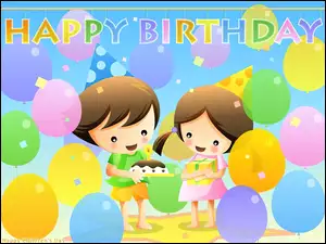 Balony, Dzieci, Tort