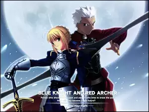 Fate Stay Night, miecz, ludzie, napisy