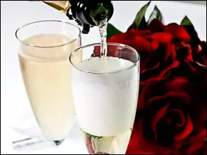 Róże, Lampki, Szampana