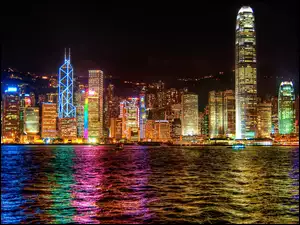 Miasto, Hong Kong, Oświetlone
