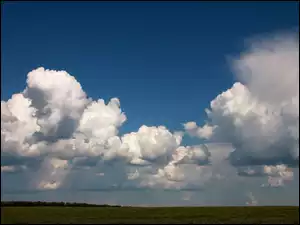 Białe, Łąka, Chmury, Kłębiaste