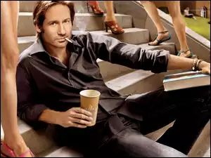 Książki, David Duchovny, Papieros, Nogi, Kawa