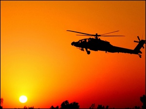 Helikopter, Zachód, Słońca