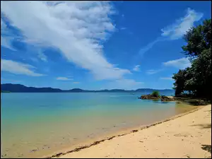 Wybrzeże, Plaża, Chmury, Woda