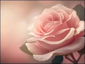 AI, Jasnoróżowa, Róża, Liście