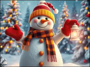 Czapka, Szalik, AI, Bałwanek, Choinki, Lampa, Rękawiczki