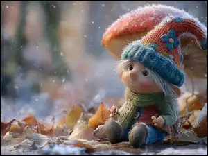 Grafika AI, Skrzat, Grzyb, Liście