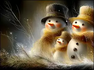 Grafika AI, Bałwany, Kapelusze, Szaliki